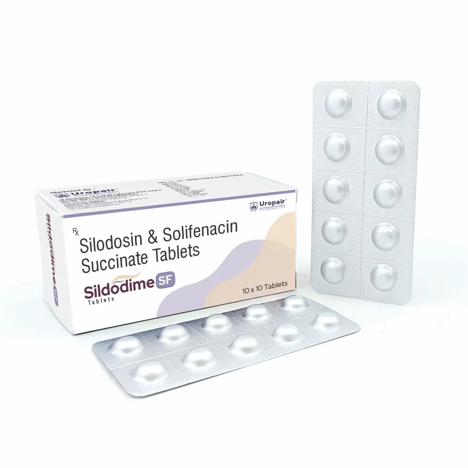 Silodosin 8 mg + Solifenacin 5 mg Tablet top Manufacturer India
